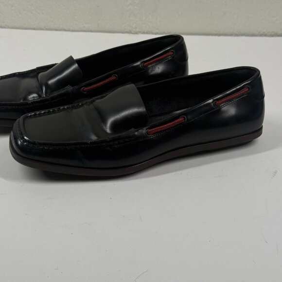 Vintage Gucci Loafers Web Detail Black Leather Slip-On Made in Italy Size 7 - Picture 5 of 15